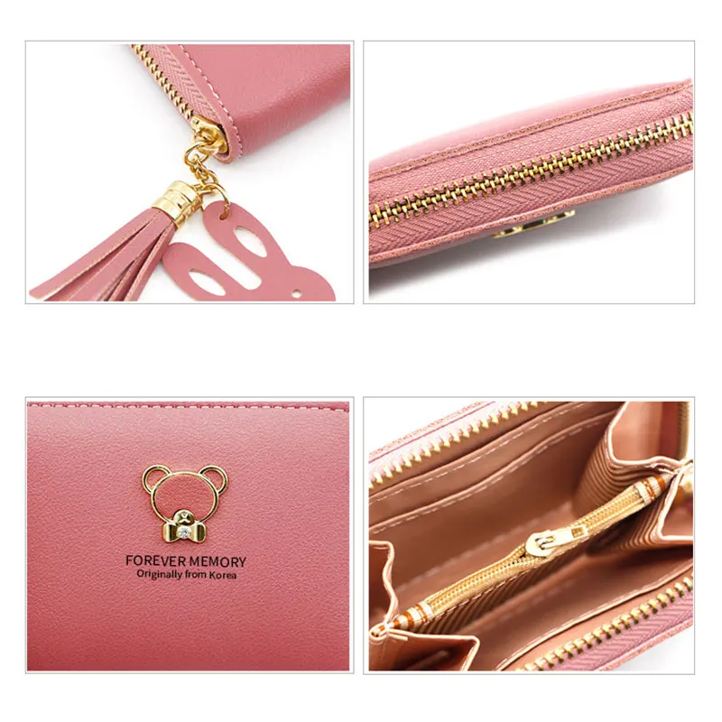 2022 Short Women Wallets Mini Cute Coin Pocket Card Holder Name Engraved Female Purse New Fashion Kpop Small Wallet For Girls 4