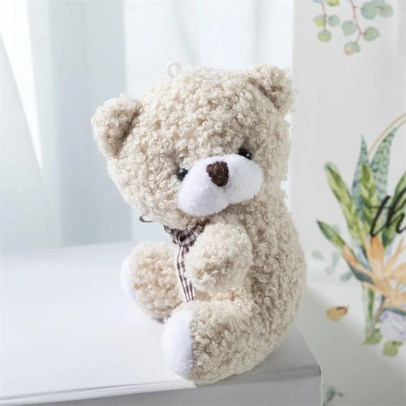 1PCS Cute Twisted Head Bear Plush Doll Toy Plush Keychain Small Pendant Little Bear Doll Bag With Hand Gift 11CM