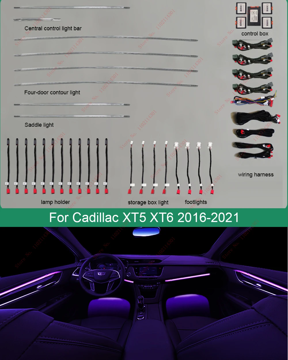 車のアンビエントライト,室内照明,キャデラック用,xt5,xt6,srx
