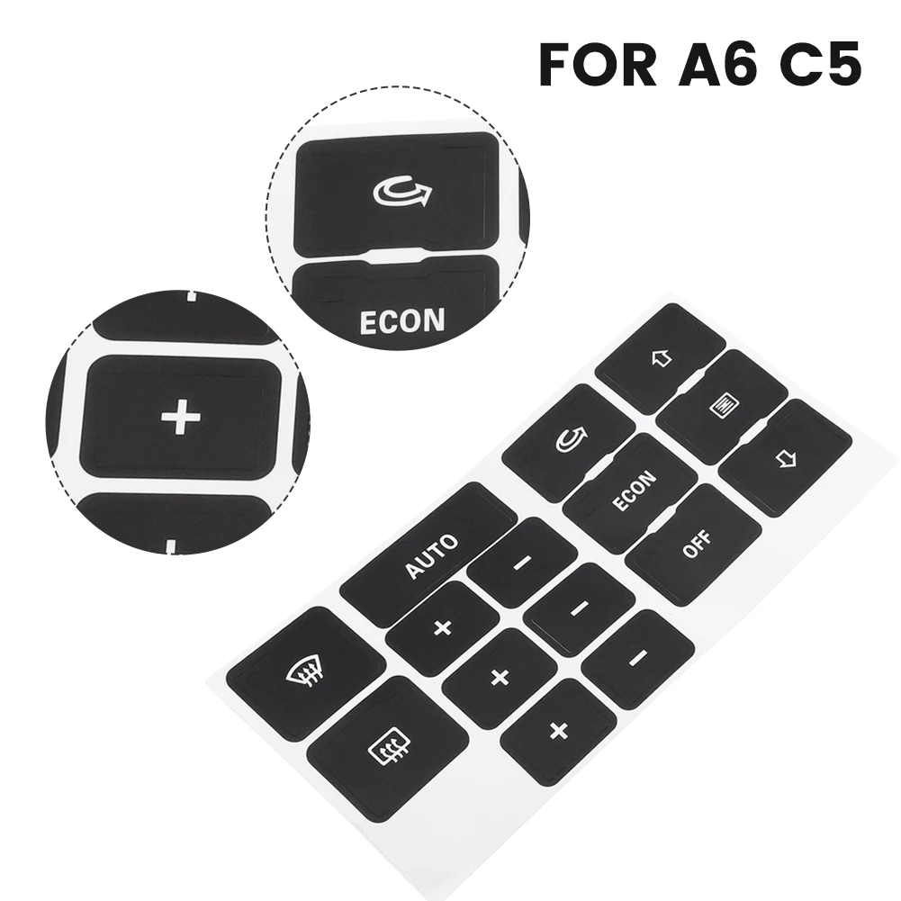 

High Quality A/C Dash Button Repair Kit Black Car Accessories Decal Stickers Decoration Durable Interior For A6 C5