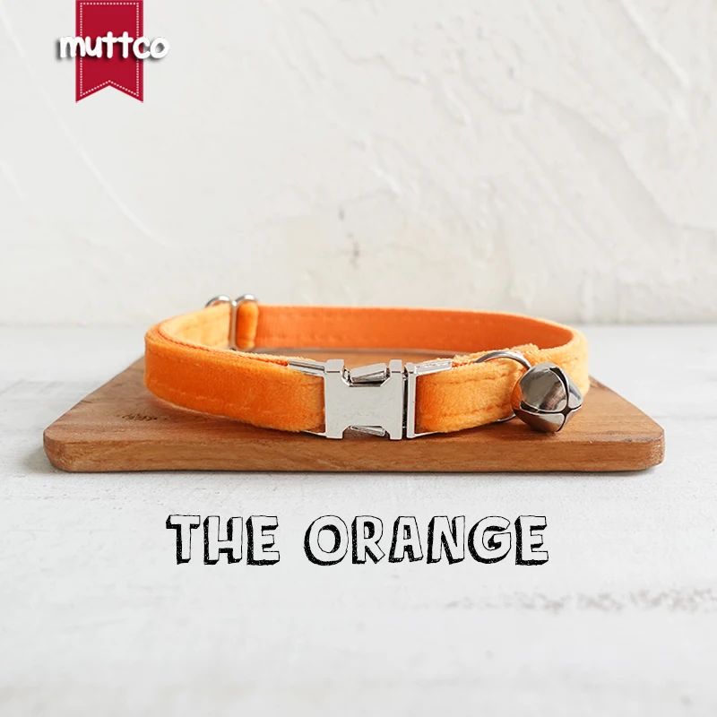 

MUTTCO розничная продажа самостоятельного дизайна персонализированные ошейники для кошек ручной работы ошейник оранжевого цвета 2 размера UCC147