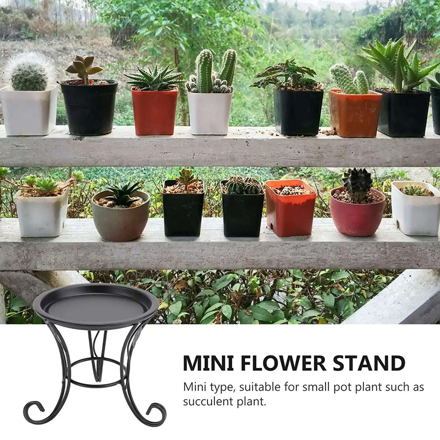 A96I-Flower Stool Metal Flower Stand,European Style Stool Balcony Floor Garden Flower Pot Planter Holder Decor Plant Shelve