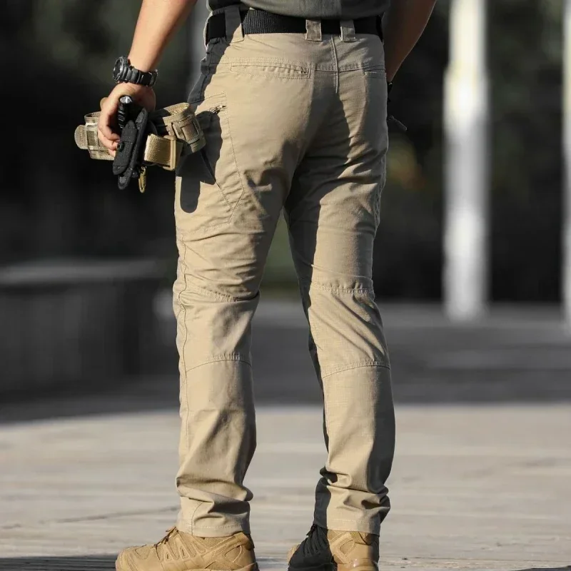 IX5 Hiking Tactical Cargo Pants Men's Elasticity Ripstop Joggers Male Waterproof Multi-pocket Streetwear Long Trousers S-2XL