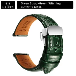 Maikes Premium Leather Quick Release Watch Strap - Luxury Watchband Accessory - 20mm (HD GreenG S)