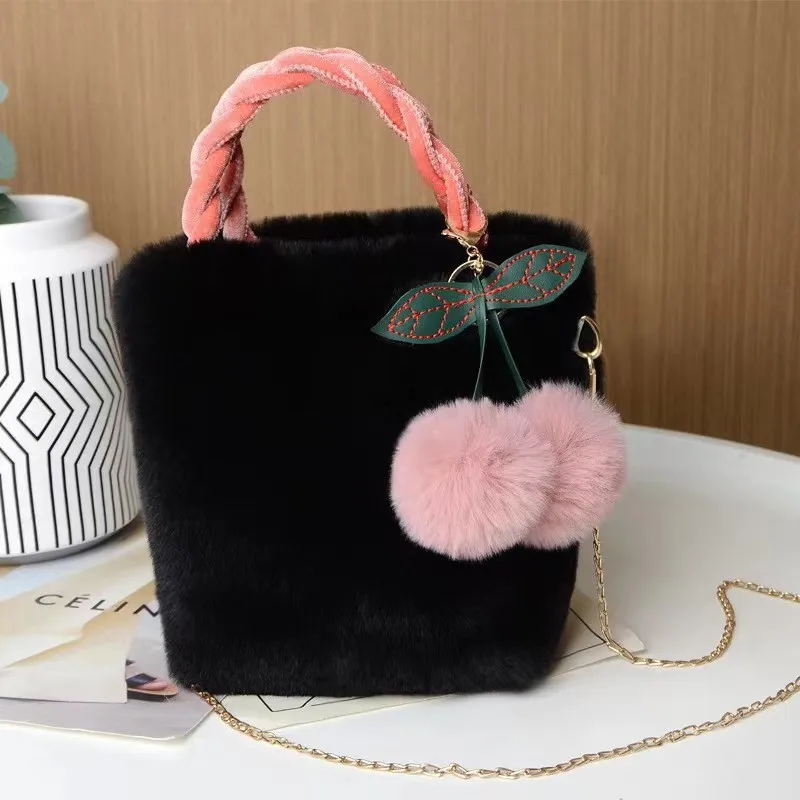 2023 Autumn and Winter Plush Cute Girly Handbag Korean Ins Versatile Fashion Shoulder Bag Crossbody Bag Shopping Day Totes