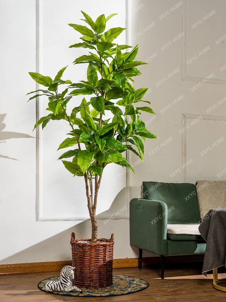 

Artificial Magnolia Leaf Tree Floor Bonsai Fake Trees Greenery Indoor Living Room Clothing Shop Decoration Ornaments