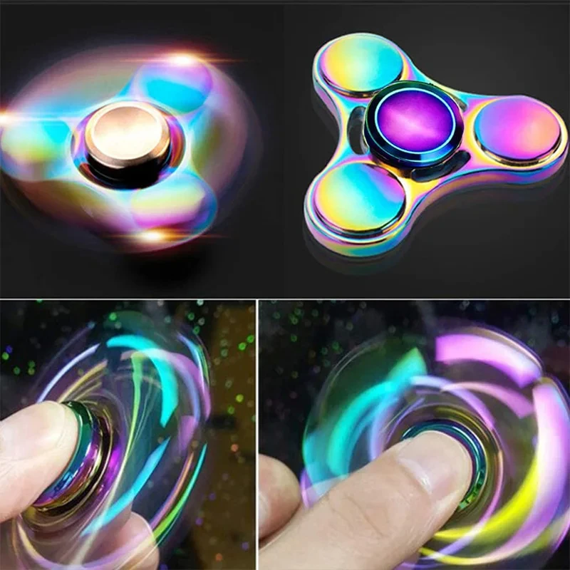 Metal Rainbow Fidget Spinner EDC Hand Spinner Anti-Anxiety Toy for Children Adult Stress Relief
