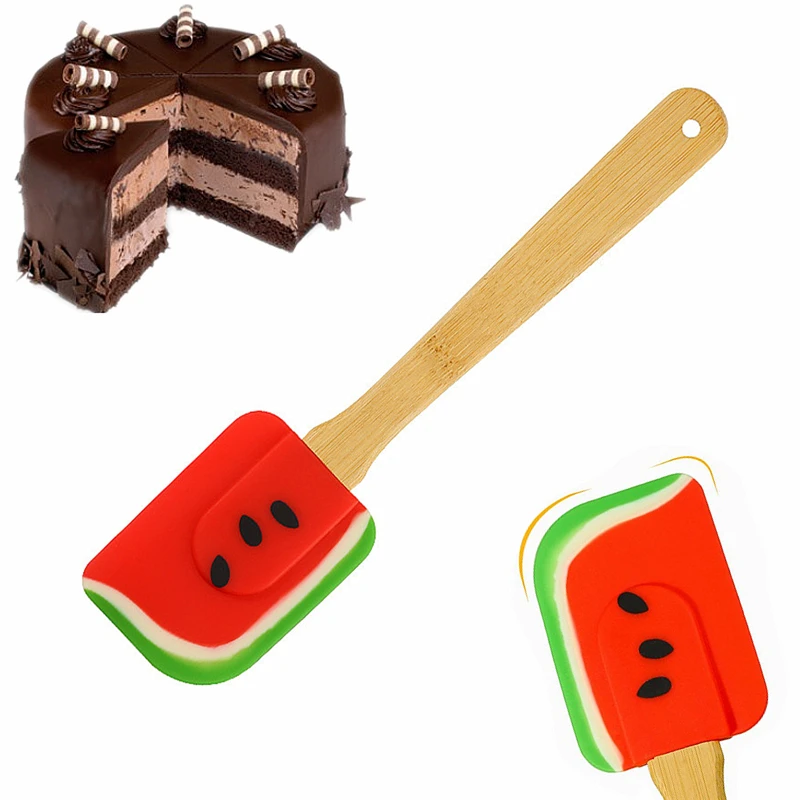 

Kitchen Silicone Spatula with Long Wooden Handle Heat-Resistant Non-stick Flexible Scraper Baking Tool Cooking Utensil