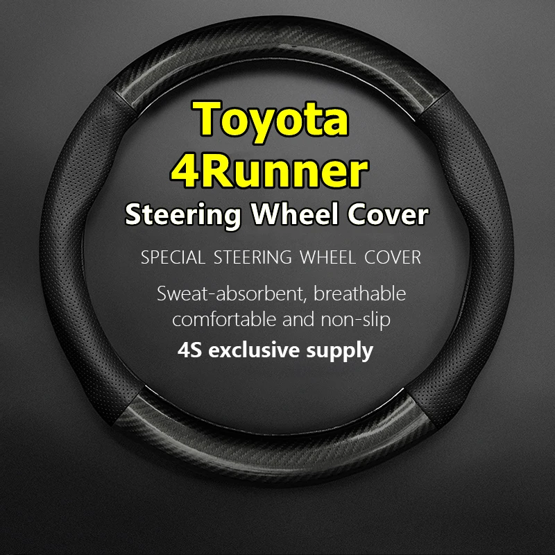 For Toyota 4Runner Steering Wheel Cover Leather Carbon Fiber Fit TRD Pro 2014 2017 2022