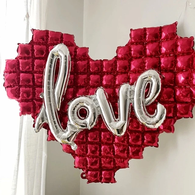 Large Heart Shaped Plaid Background Wall Aluminum Foil Balloons Baby Shower  Wedding Valentine's Day Party Decoration Supplies - Ballons & Accessories -  AliExpress