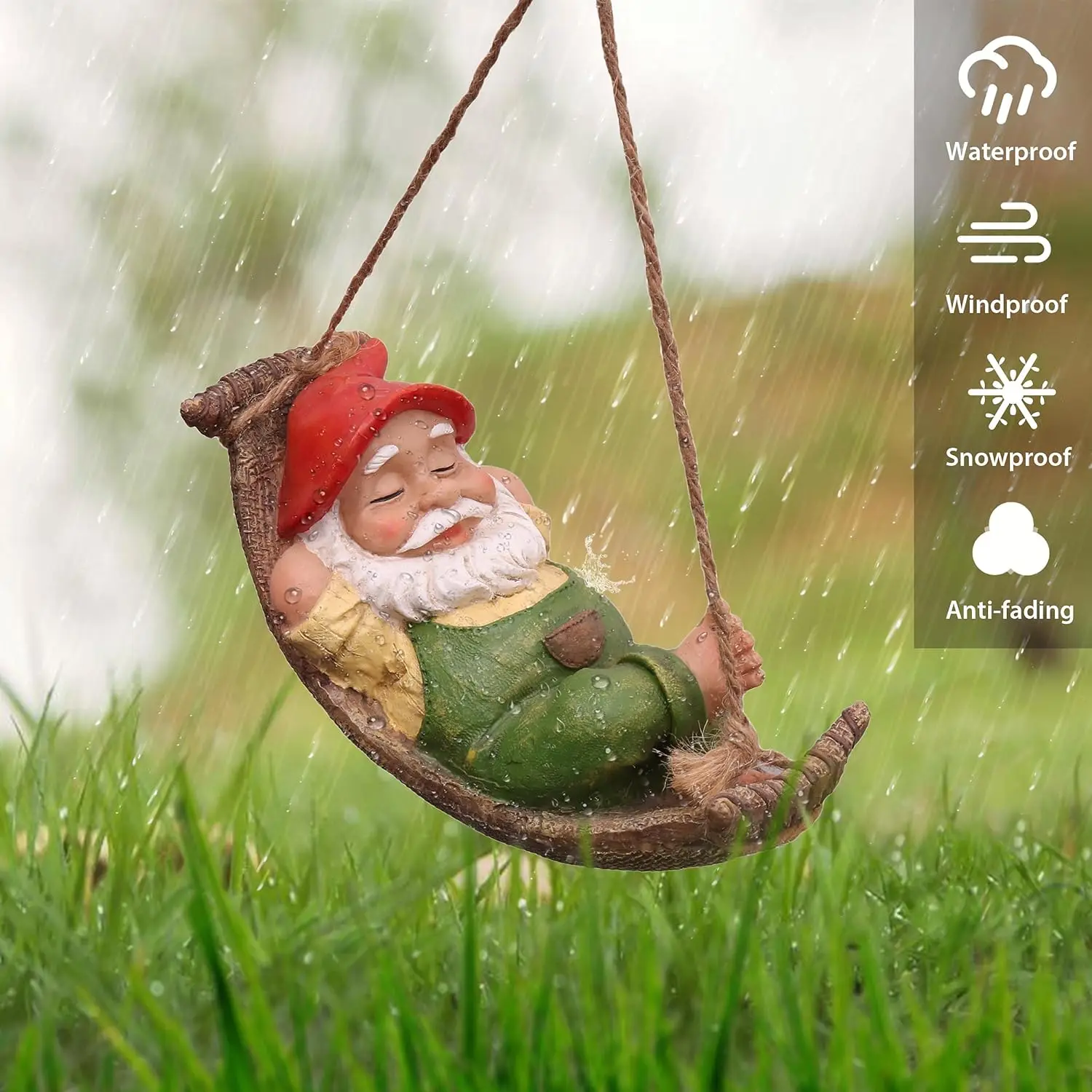 Outdoor Garden Yard Decoration Hanging Cute Gnome Dwarf Statue