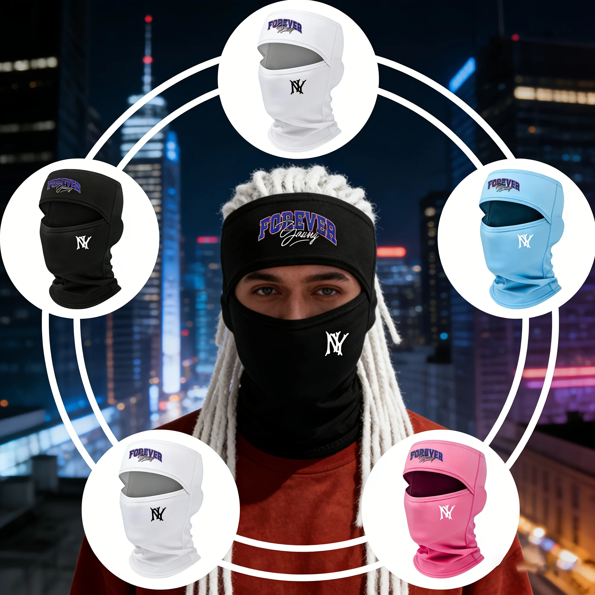 One Click Protection 1/3PC full face wrapped protective mask, dustproof and windproof, one ...