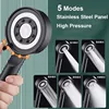 High Pressure Shower Head with Filter 5 Modes Water Saving Nozzle Powerful Pressurized Spa Shower Faucet Bathroom Accessories 1