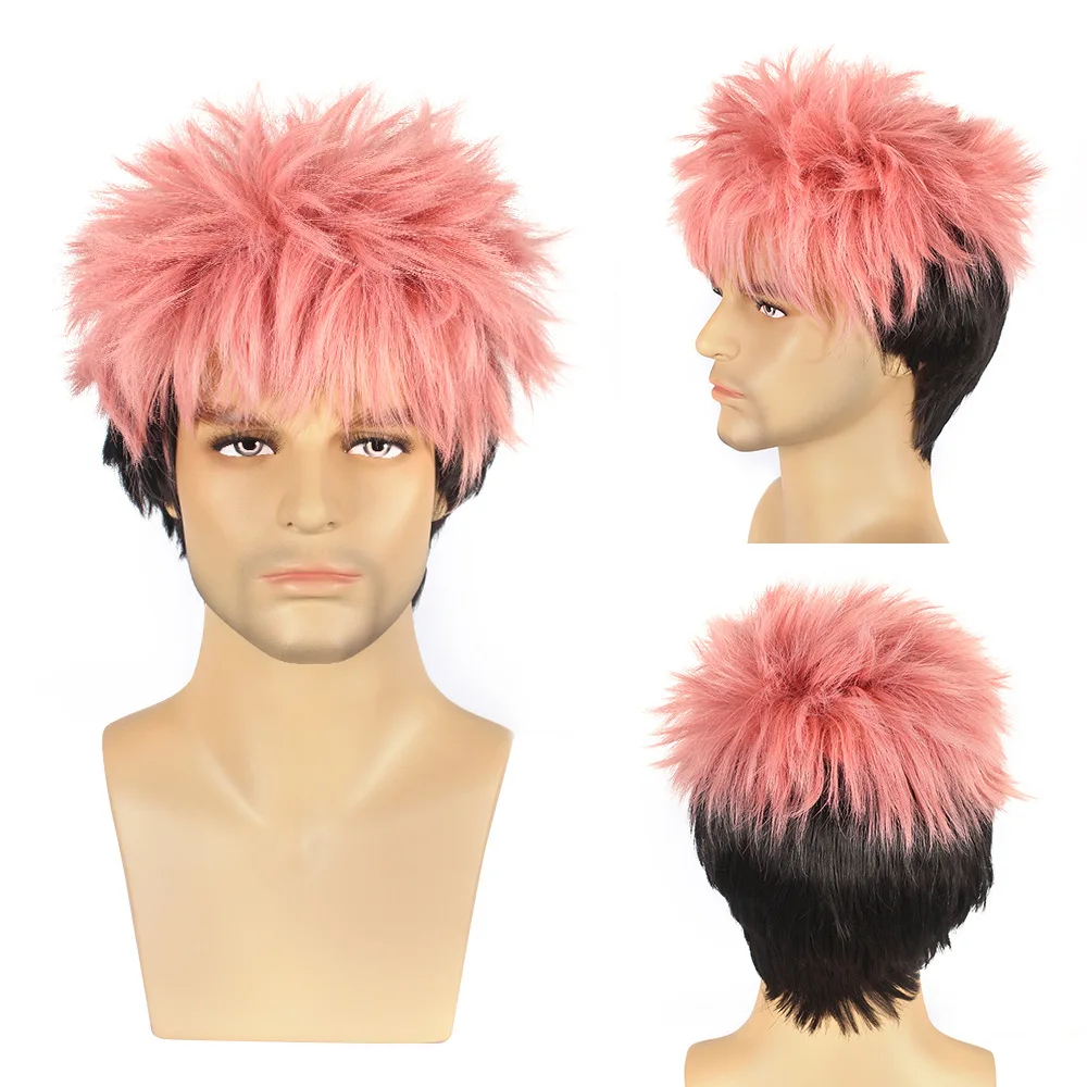 

Gres Men Pink Black Color Cos Wig Jujutsu Kaisen Itadori Yuji Ryomen Sukuna Cosplay Wigs High Temperature Fiber Machine Made