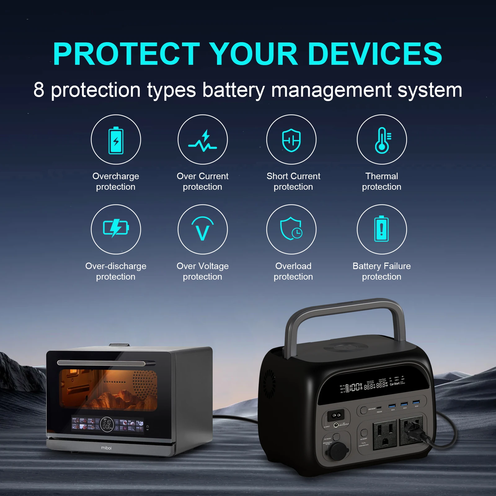 500W Portable Power Station 345.6Wh 108000mAh Solar Generator LiFePo4 Battery 110V 220V Energy Storage Supply Camping Outdoor ﻿ 4