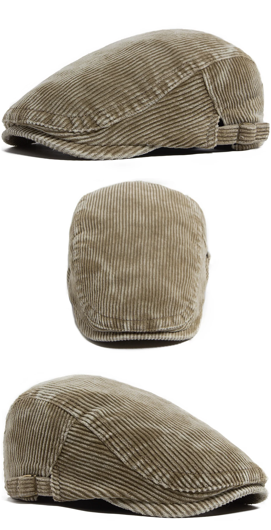 Wash Faded Cord Baskenmütze Retro Mode Männer Frauen Zeitungsjunge Mütze Herbst Winter Casual Vintage Flacher Hut 55-59 cm Einstellbar Cool – Detail 8