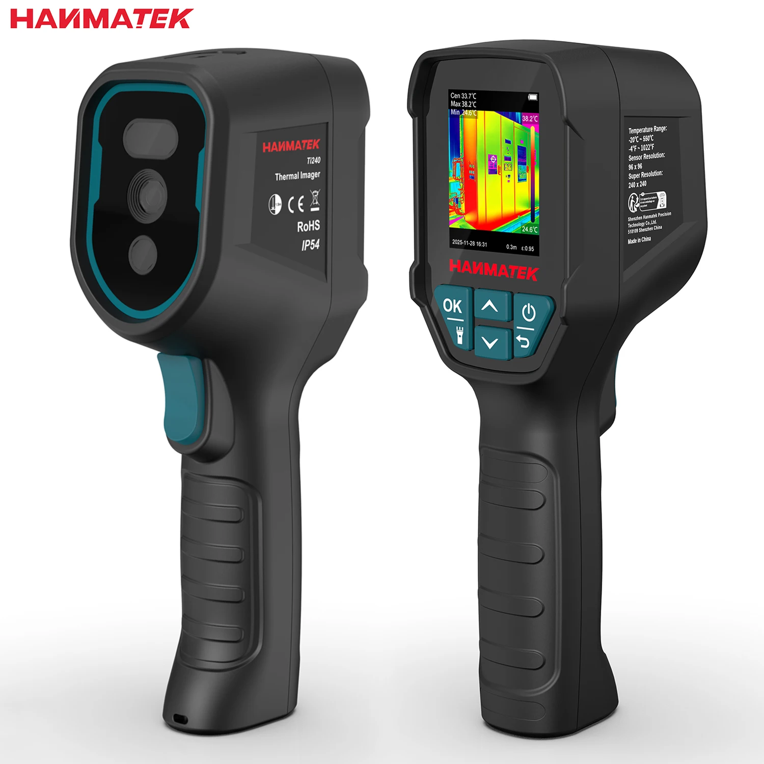 กล้องถ่ายภาพความร้อน Hanmatek บันทึกภาพและวิดีโอ ความถี่รีเฟรช 25Hz อุณหภูมิ -20 องศา ℃ ~550 ℃   ชาร์จซ้ำได้สำหรับใช้ในบ้าน 1