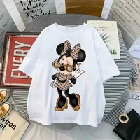 Disney New Minnie Kawaii Fun Women's Printed T-shirt Fashion Summer Cartoon Minnie Top Y2K Women's Extra Large Cotton T-shirt - Image 3