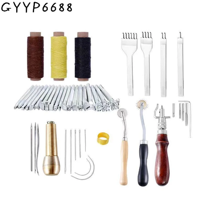 leather-craft-tools-sets-wood-stitching-sewing-needle-punch-carving-work-saddle-groover-professional-wax-thread-hand-accessories