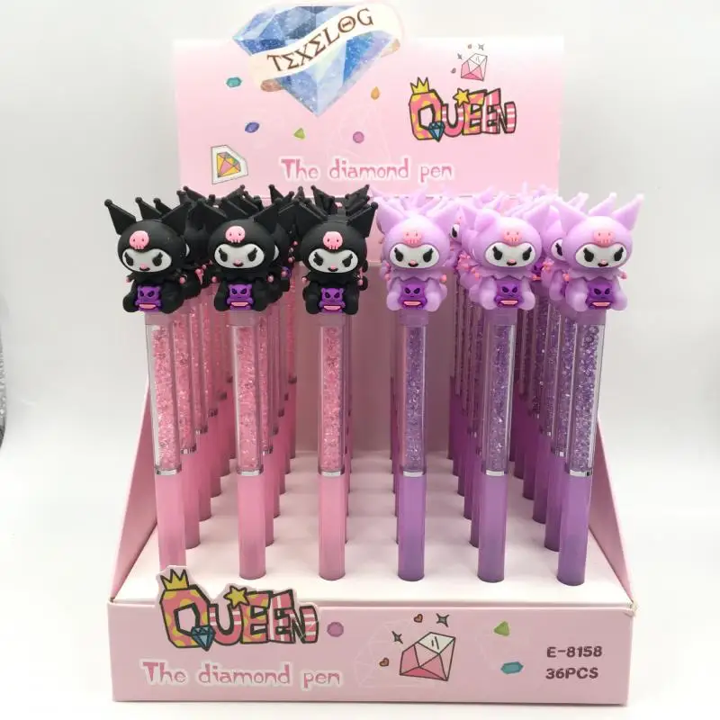 

Новинка Kawaii Sanrio Kuromi нейтральная ручка для подписи черные бриллианты Ins 36 шт. оригинальная Девочка Рождественский подарок для детей