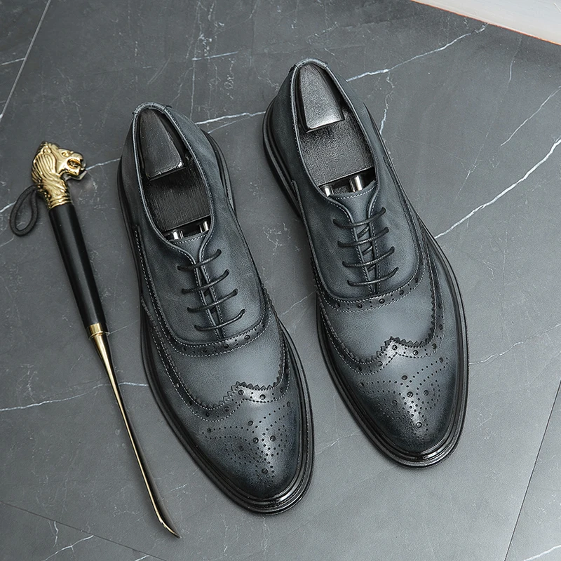 Classic genuine leather Duroc mesh breathable business casual leather shoes, wedding banquet, business work shoes
