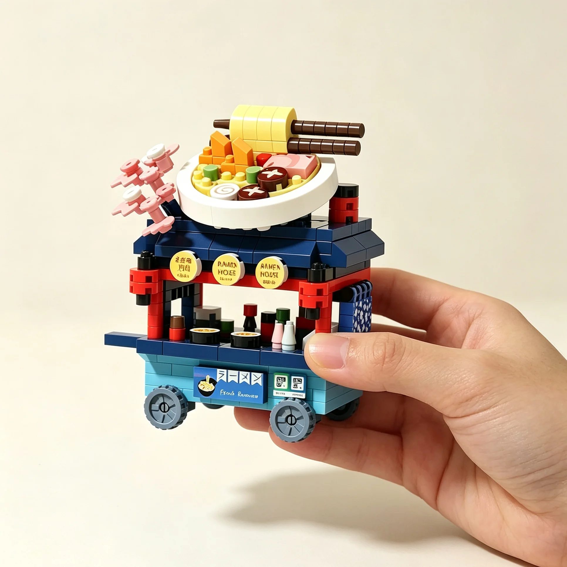 Miniature Snack Cart Building Blocks - DIY Street Food Stall Ornament