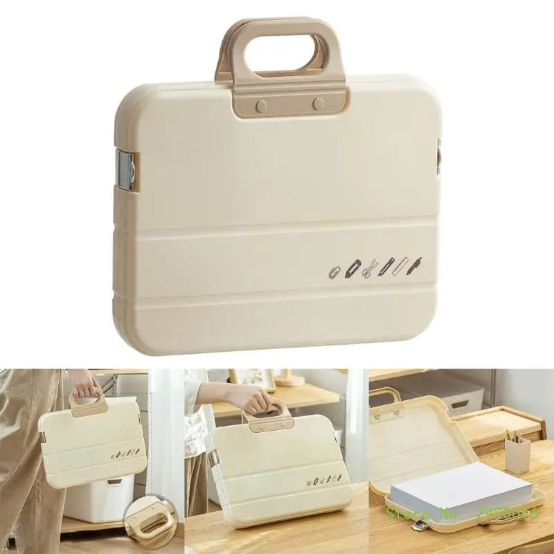 A4-Size File Storage Box with Handle Document Box Plastic File Document Bag for Organization