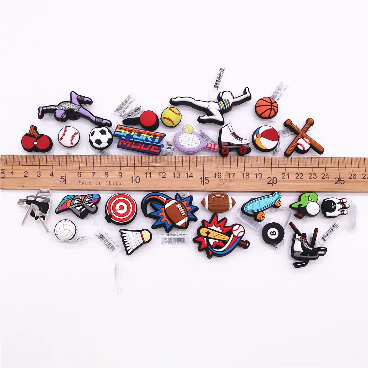 Original Athletic Sports PVC Shoe Charm Accessory - Softball and Surfing Sandal Decoration Pin