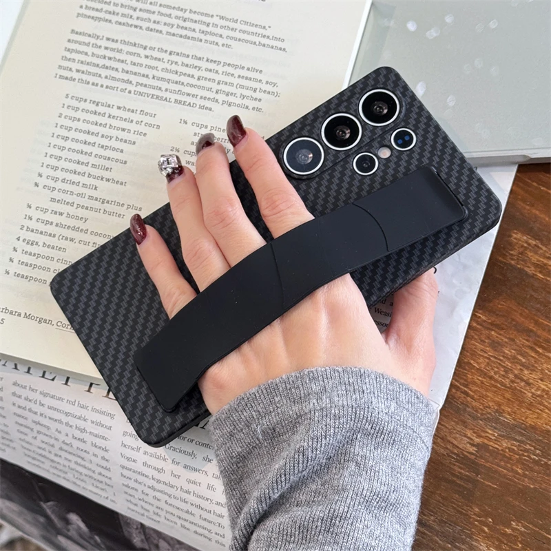 Premium Carbon Fiber Pattern Silicone Wrist Strap Case - Shockproof Hard PC Thin Cover