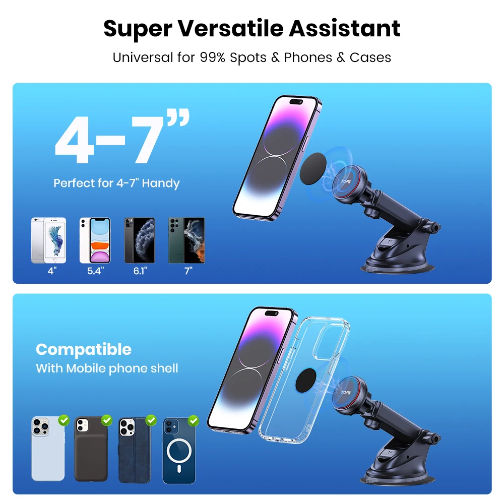 TOPK Auto-Handyhalterung Verbesserte N52 Magnetische Handyhalterung für Lüftung und Armaturenbrett Mag-Safe für Alle Telefone – Detail 13
