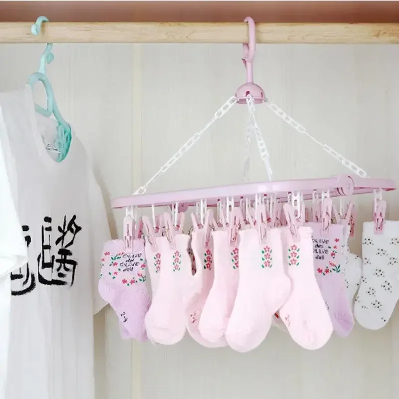 Multifunctional 36-clip Drying Racks Lingerie Socks Rack Folding Hangers Plastic Hangers Clothes Rack