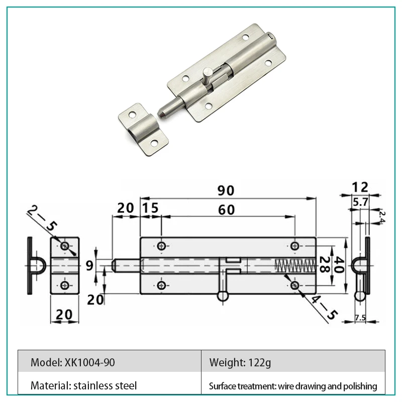 Description Picture 5 of itemSlide Barrel Bolt Latch 3 Inches Sliding Latch Lock, Stainless Steel Sliding Lock for Door Security