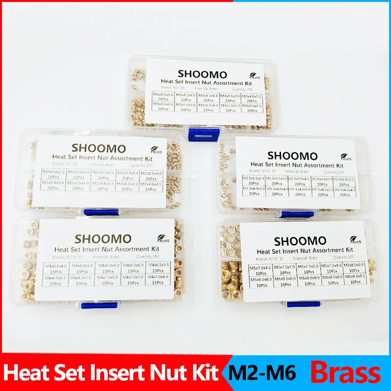 Rosca de Latão Recartilhado Heat Conjunto Insert Nuts Kit de Sortimento para Hot Melt Inconjunto Plástico M2-m6