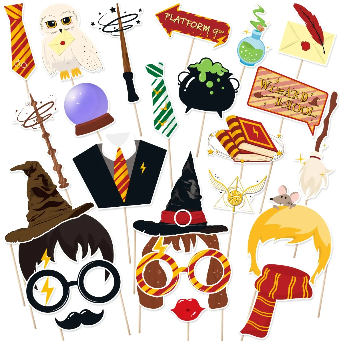 Party photo props Magical wizard decorations photo booth props 25 Pcs for theme party