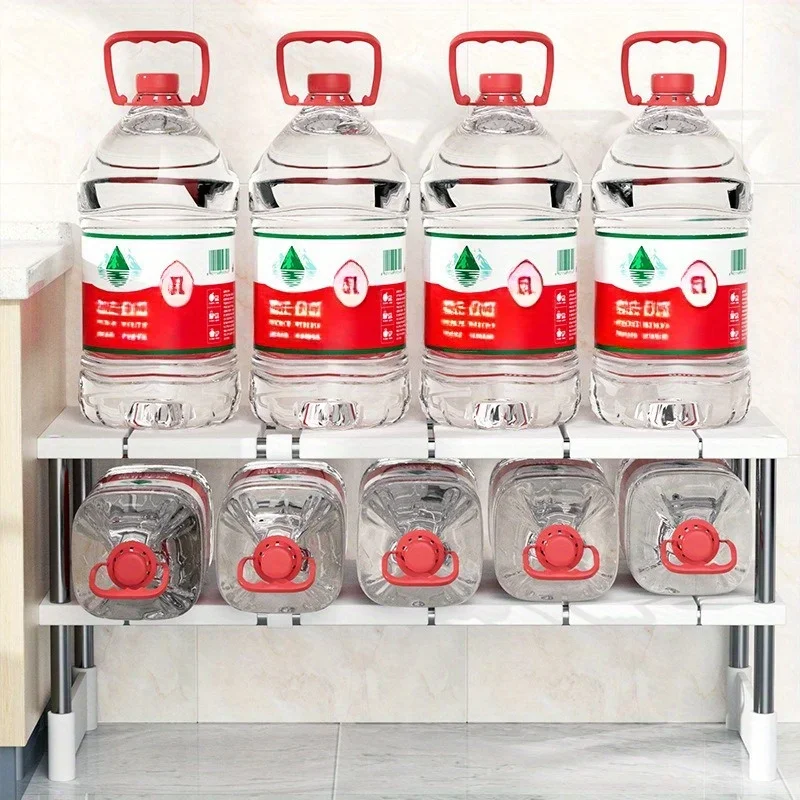 1 Stainless Steel Expandable Kitchen Sink Storage Rack Cabinet Storage Multi-layer Multifunctional Internal Layered Storage Rack 4