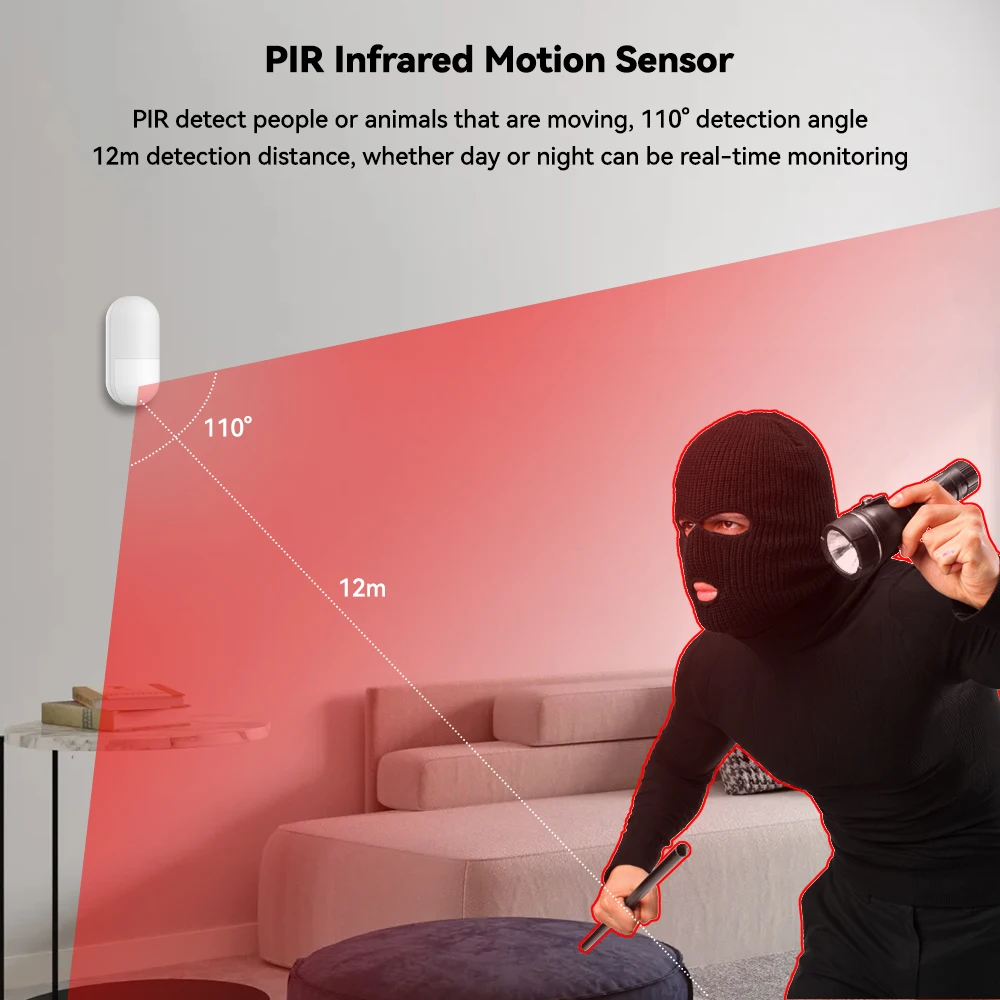 Meian PIR Motion Sensor Security Alarm Tuya Wireless Linkage Infrared Detector Zigbee Smart Home Life APP Control Compatible 2