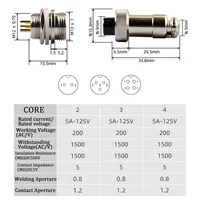 5/20Set Gold Plated GX12 GX16 GX20 2/3/4/5/6/7/8/9/10/12 Pin Male Female Butting Wire Cable Circular Aviation Plug Connector 2