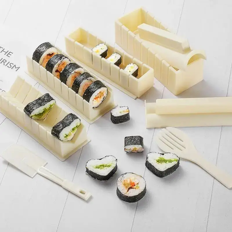 【BA】다기능 스시 메이커 키트, 완벽한 스시 몰드, 스시 만들기 키트, 라이스 롤 DIY 키친 세트, 초보자에게 적합