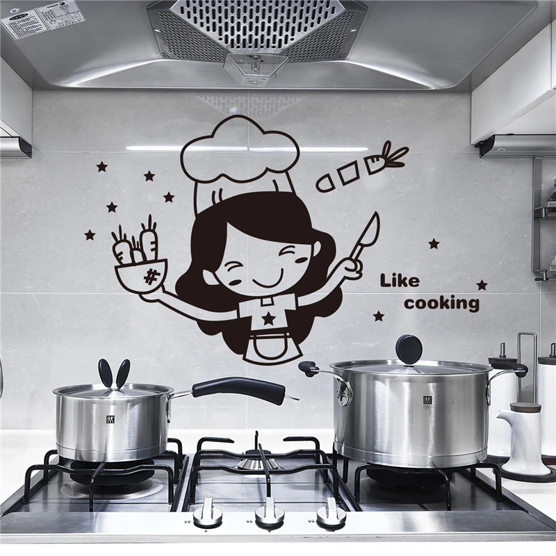 New Home Creative Decoration Cute Chef Kitchen Restaurant Wall Stickers