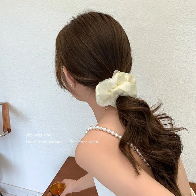 Elegant Women Mesh Scrunchies Black Beige Khaki Hair Rope Hair Accessories Girls Kids Headwear Hair Ties Elastic Hair Bands 4