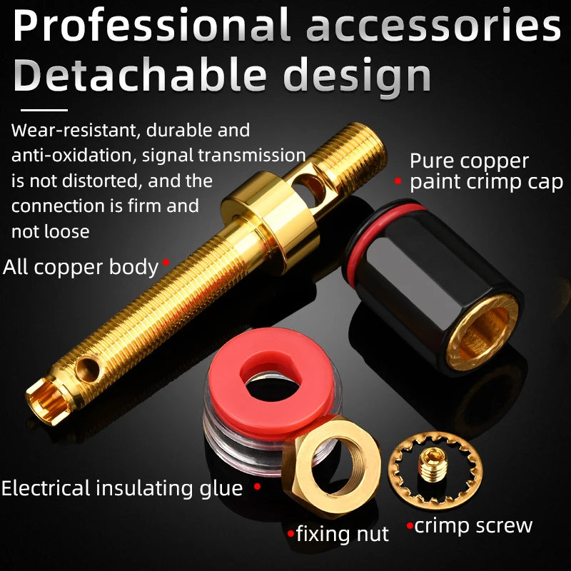 Fidelidade Cobre Puro Encadernação Pós Banhado a Ouro Fibra Carbono Amplificador Decodificação Terminal Banana Plug Jack Áudio Acessório Peças de Alta - Imagem 5