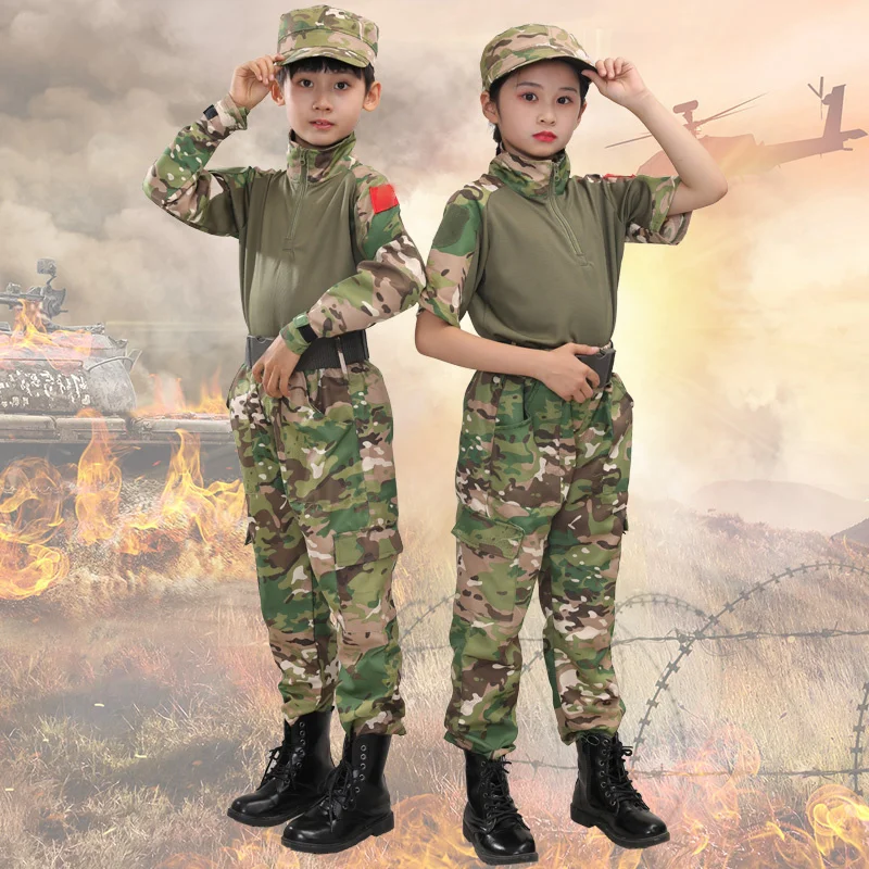 Camouflage Clothing Children Kid Boy Girl Tracksuit Military Uniforms Outdoor Camping Camouflage Suit Hunting Fitness Training