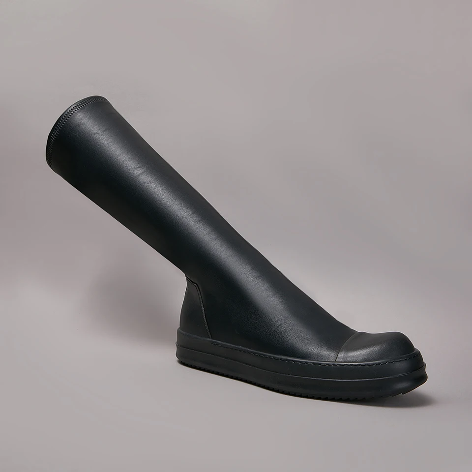 Men Casual Shoes Mid Calf Slip-on Luxury Trainers Thick Sole Ro Women Sneakers Flat Over Knee Thigh High Top Black Socks Boots 2