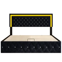 Гидравлическая кровать для хранения Comanlai, двуспальная кровать со светодиодной подсветкой, мягкая кровать с решетчатым основанием 140x200 см/160x200 см/180X200 см — изображение 6