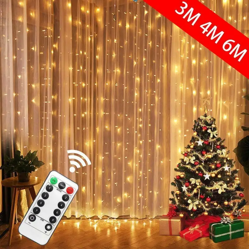 

USB Curtain Lights 3M 4M 6M LED Bedroom Light Outdoor Light String 8 Mode Fairy Light Wedding Party Holiday Decoration Christmas
