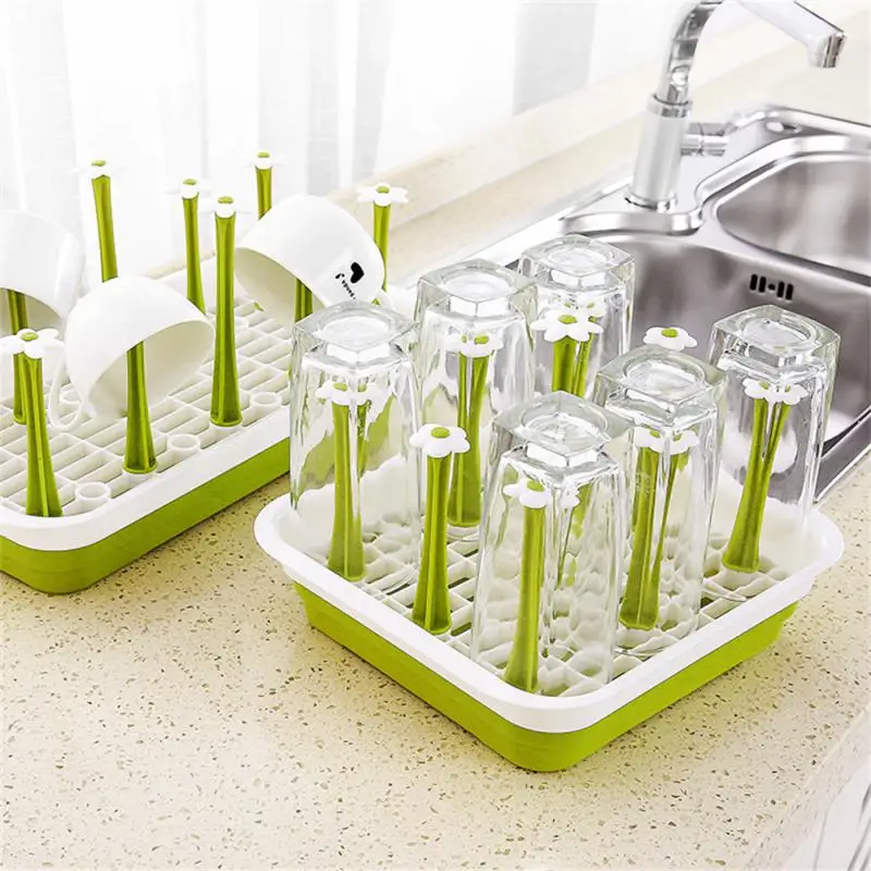 Cup Drying Rack Detachable Bottle Dish Drying Shelf Dust-proof Glass Cup Drainer Holder Stand Kitchen Non-Slip Storage Holder cup storage holder,bottle drainer holder