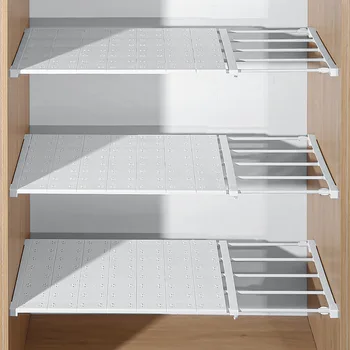 Adjustable Storage Shelves for Wardrobe, Kitchen, Bathroom - No Drilling Required! 1