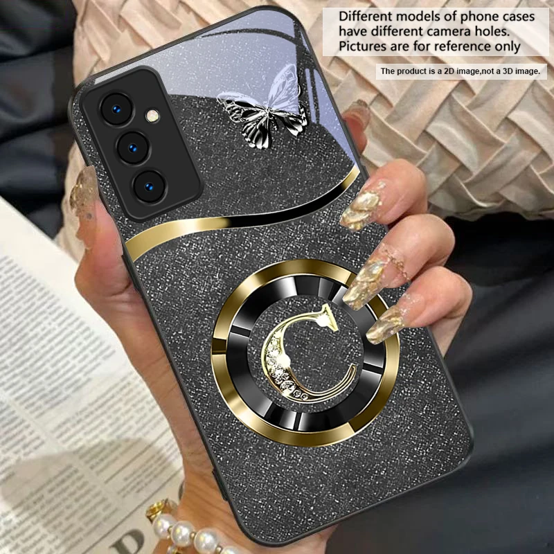 Gold Letter A Badge Glass Phone Case