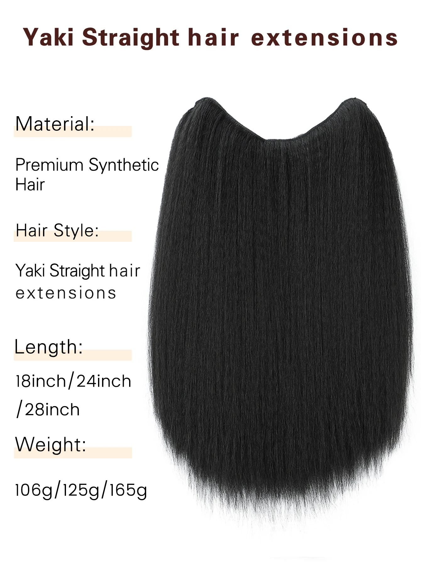 Synthetic V Shaped Layered Long Straight Hair Extension for Women