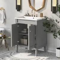 24'' Vanity With Top Sink 2-tier Modern Cabinet Single Sink Bathroom Vanity Large Storage Shees (replace SW000102AAE) 2